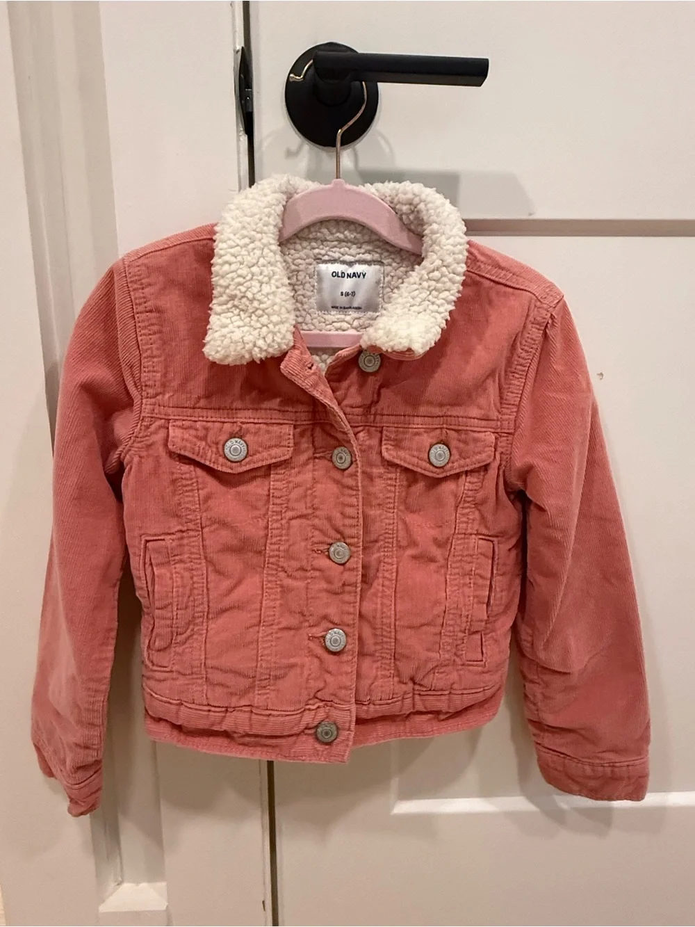 Old Navy Girls' Coral Corduroy Jacket with Sherpa Collar